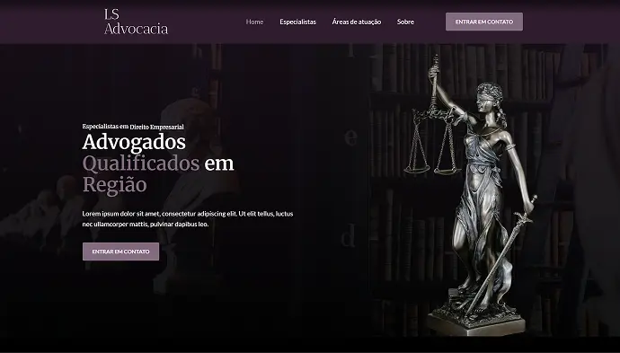 Imagem da página inicial de um site chamado LS Advocacia